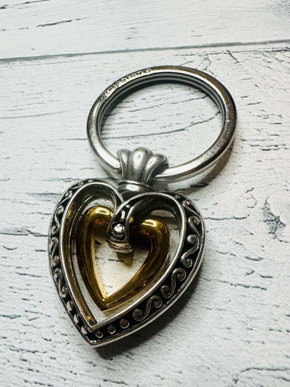 Brighton Heart Shaped Two-Tone Keychain Pendant - Silver & Gold